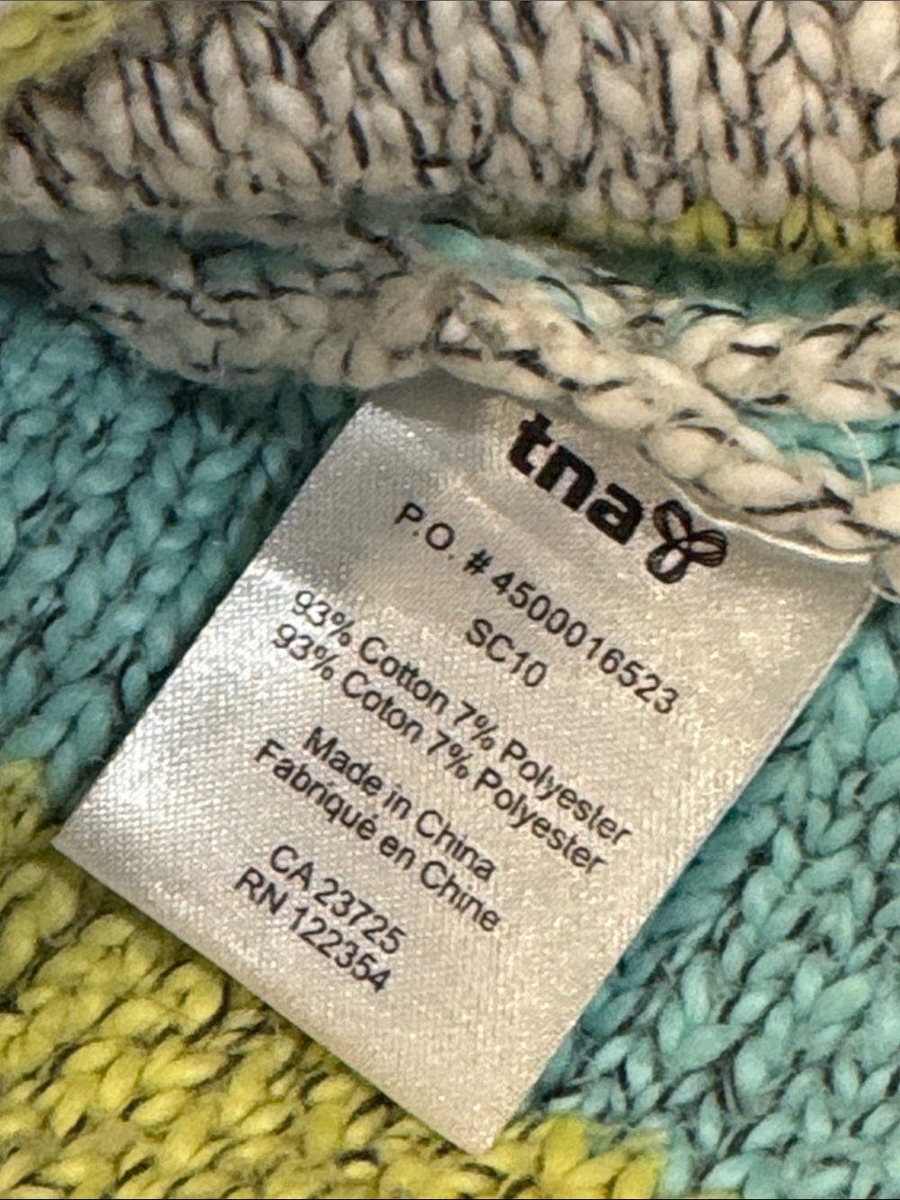 Large wm’s soft and cozy Hooded Striped Baja Sweater - Teal, Gray, Yellow - Picture 5 of 15